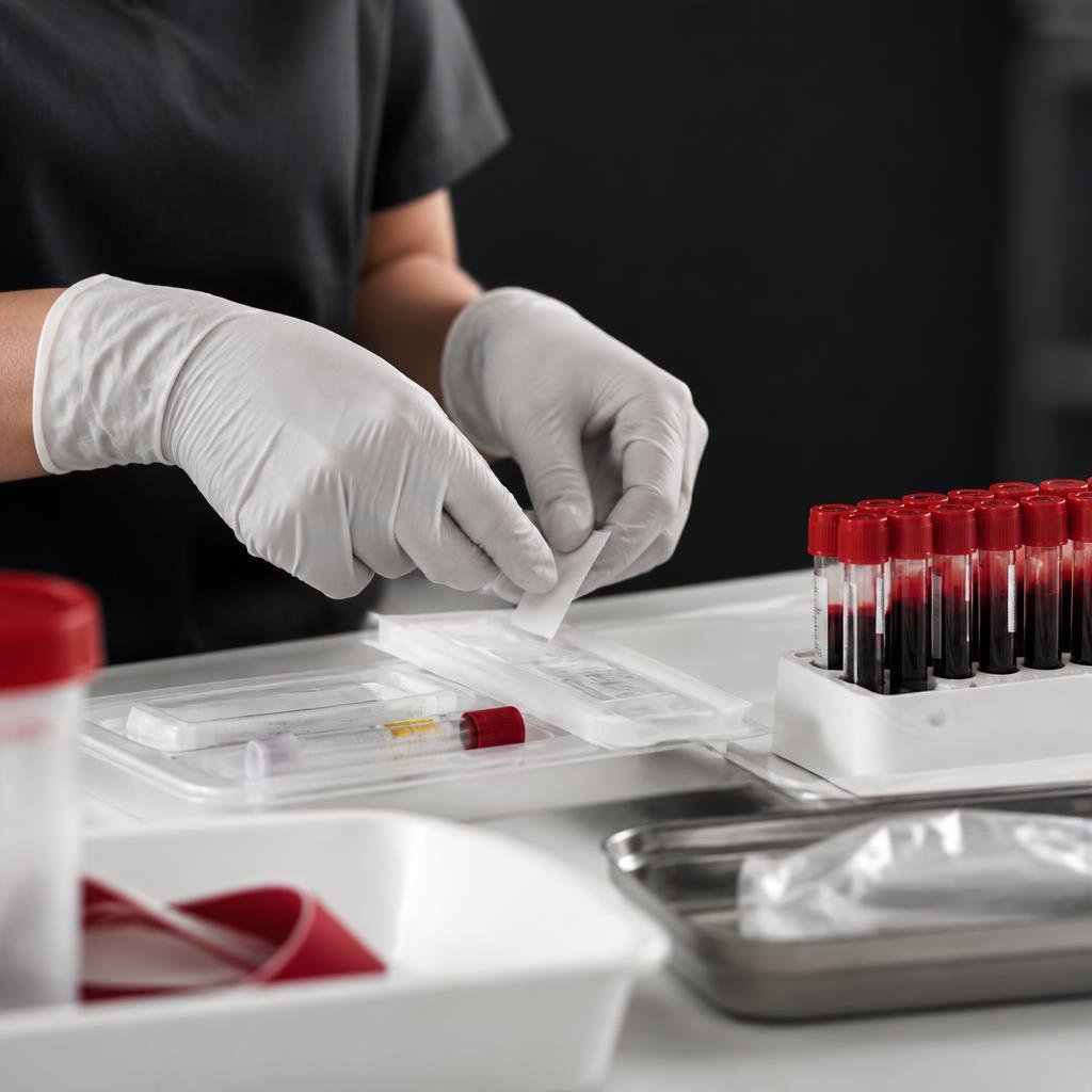 Discreet HIV and STD testing care with sealed medical sample tubes